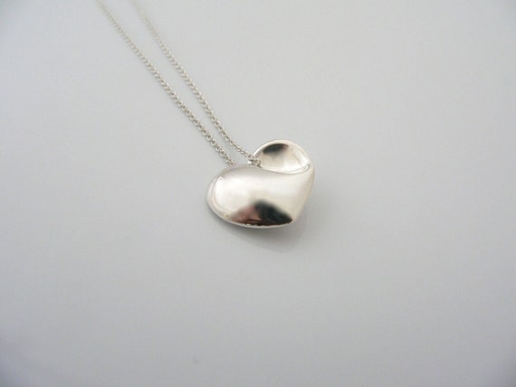 Tiffany And Co Silver Folded Heart Love Necklace … - image 3