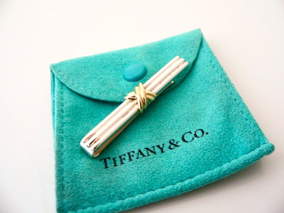 Tiffany And Co 18K Silver Tie Clip Signature Money Clip Gift Pouch Man  Anniversary Classic Love Gift 925 Sterling