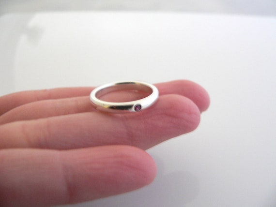 Tiffany Co Silver Peretti Ruby Ring Stacking Red … - image 3