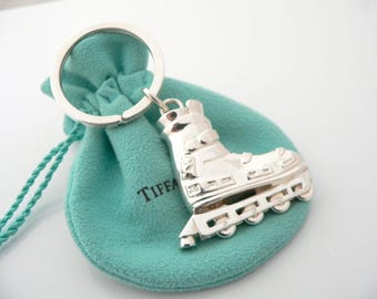 Tiffany & Co Silver Rollerblade Skate Keyring Keychain Ring Chain Pouch Love Art Excellent Condition