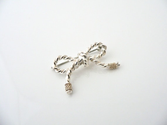 Tiffany And Co Ribbon Pin Textured Twisted Brooch… - image 1