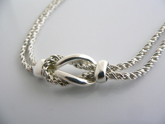 Tiffany And Co Silver Double Rope Love Knot Neckl… - image 2