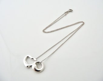Tiffany & Co Silver Open Heart Eternal Circle Pendant Necklace Chain Gift Love