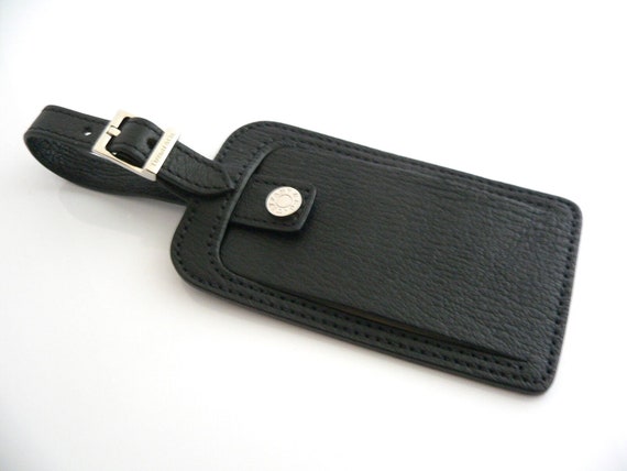 Tiffany And Co Black Textured Leather Luggage Tag… - image 7