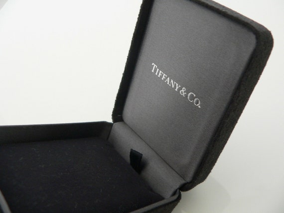 Tiffany & Co Velvet Suede Navy Blue Jewelry Prese… - image 1