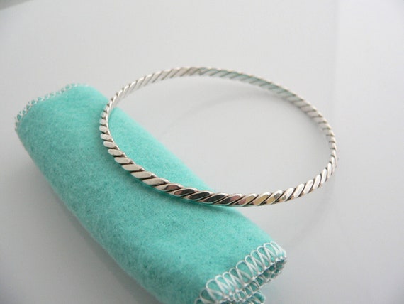 Tiffany & Co Twist Bangle Bracelet Stack Blue Pou… - image 1