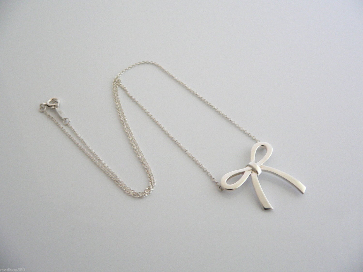 Tiffany & Co. Twist Bow Ribbon Necklace 16 Silver 925 & 18K Gold Auth w/Bag