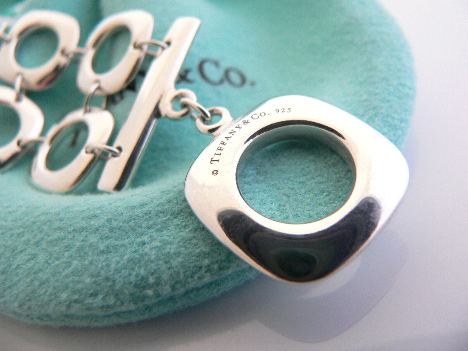 Tiffany and Co Silver Double Cushion Square Link Toggle