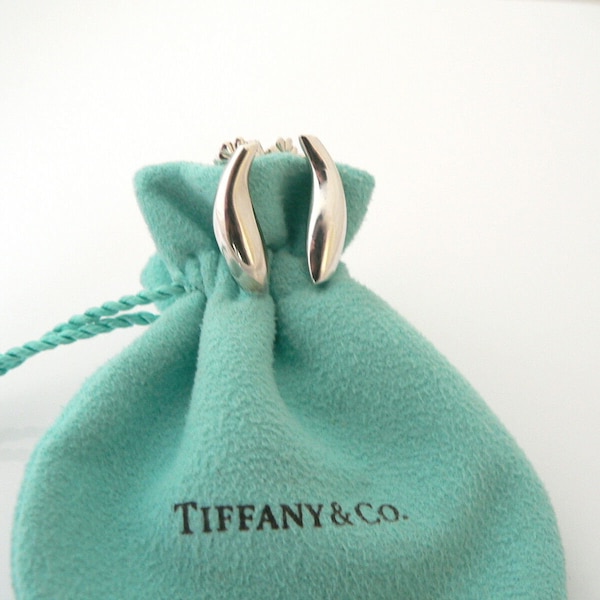 Tiffany & Co Silver Gehry Nature Fish Earrings Studs Jewelry Gift Pouch