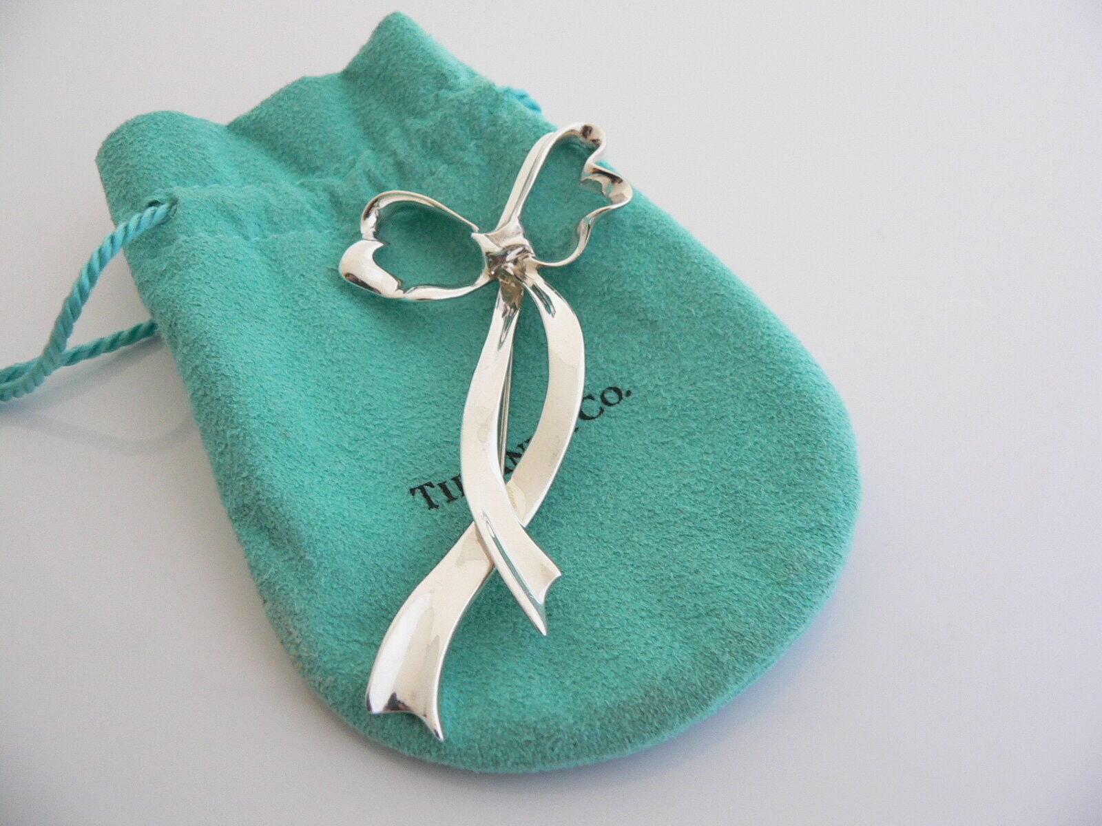 Tiffany And Co Silver Large Ribbon Bow Brooch Pin Rare Love Tiffany And Co Silver Large Ribbon Bow Brooch Pin Rare Love