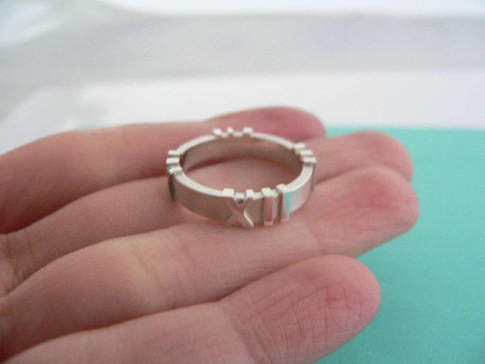 Tiffany and Co Silver Atlas Ring Band Sz 6 or 6.5 Etched Gift Love