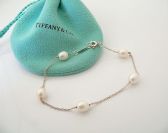 Tiffany And Co Silver Pearls By The Yard Bracelet Bangle 7.4 Inch Chain Silver 925 Jewelry Gift