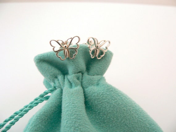 Tiffany and Co Silver Nature Butterfly Stencil Earrings  display picture 2