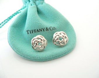 Tiffany And Co Silver Flower Weave Knot Earrings Studs Rare Excellent Gift Pouch