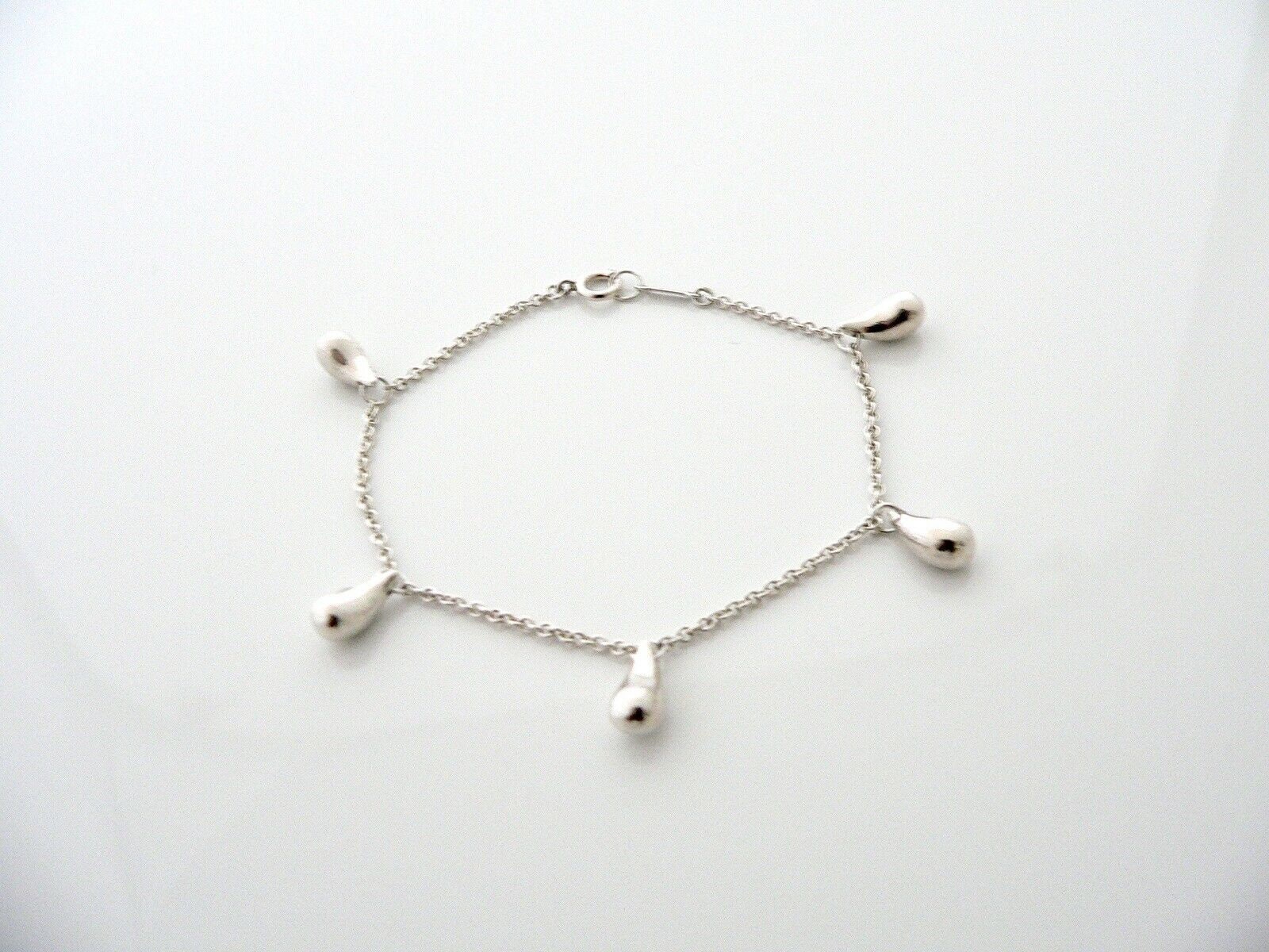 Tiffany and Co Silver 5 Teardrop Bracelet Banglle Chain Gift Love