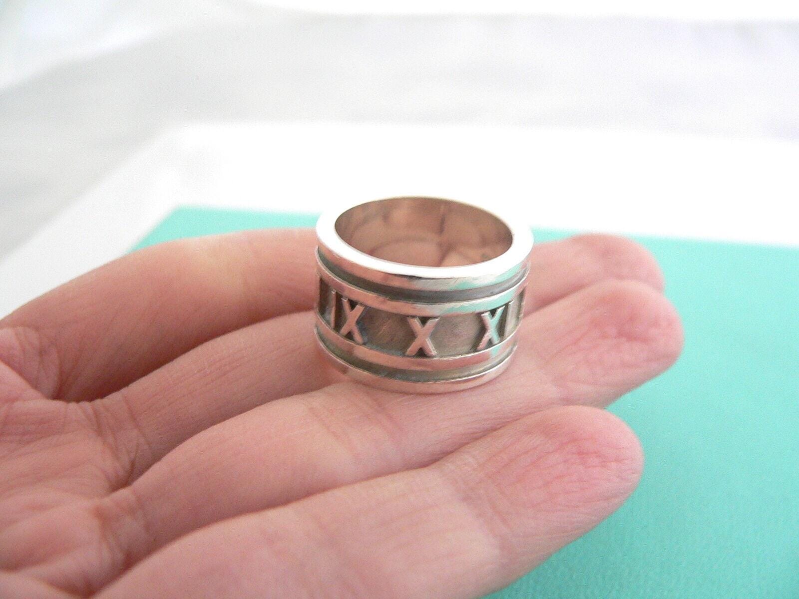 Tiffany & Co Atlas Ring Wide Silver Band Sz 5.5 Silver Statement
