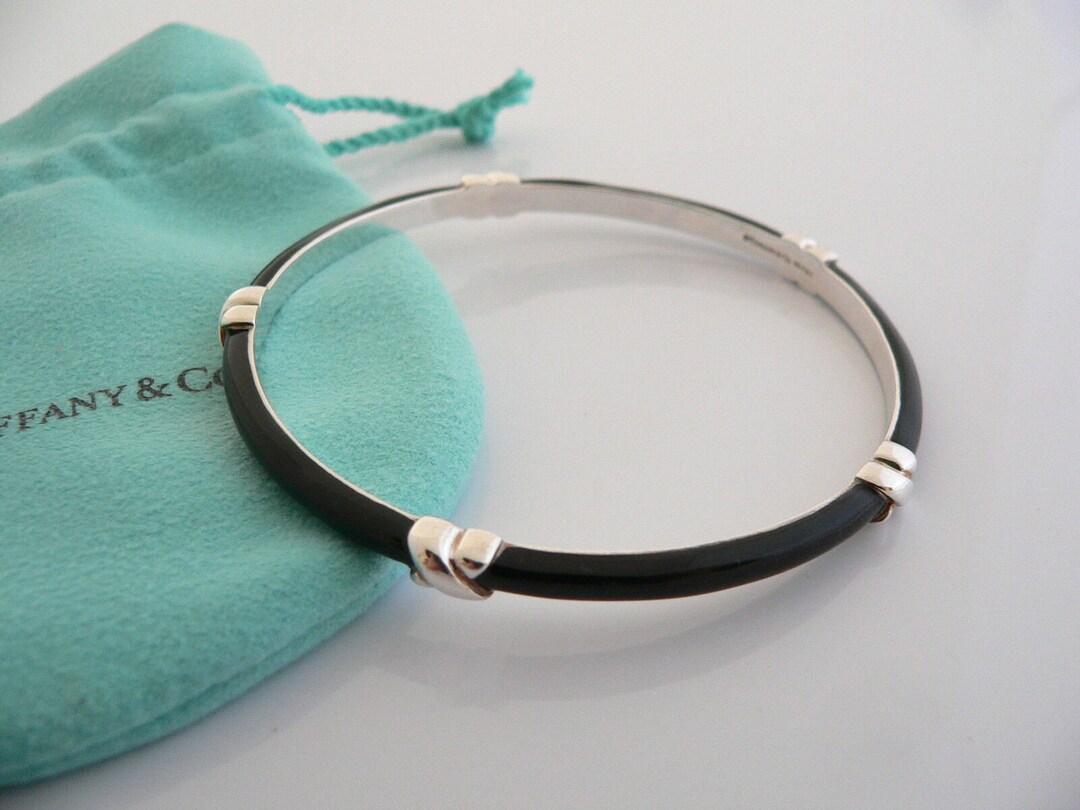 ティファニー T＆CO1837ハングル(値下げ不可) Tiffany and Co Silver Black Enamel Signature X Bangle