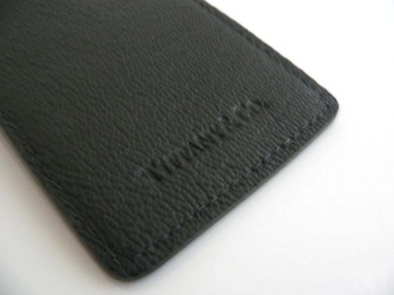 Tiffany And Co Black Textured Leather Luggage Tag… - image 5