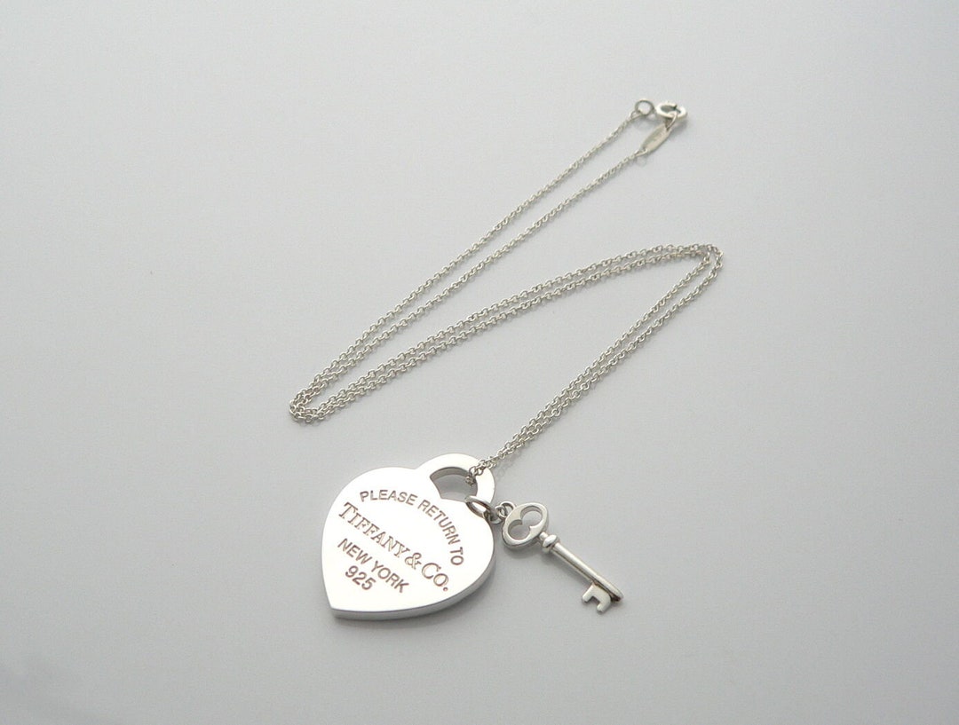 Tiffany Co Silver Return to Tiffany Heart Key Necklace Pendant