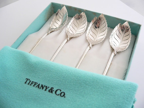 Tiffany & Co Leaf Mint Julep Iced Tea Spoon Straw Rare W/ Pouch