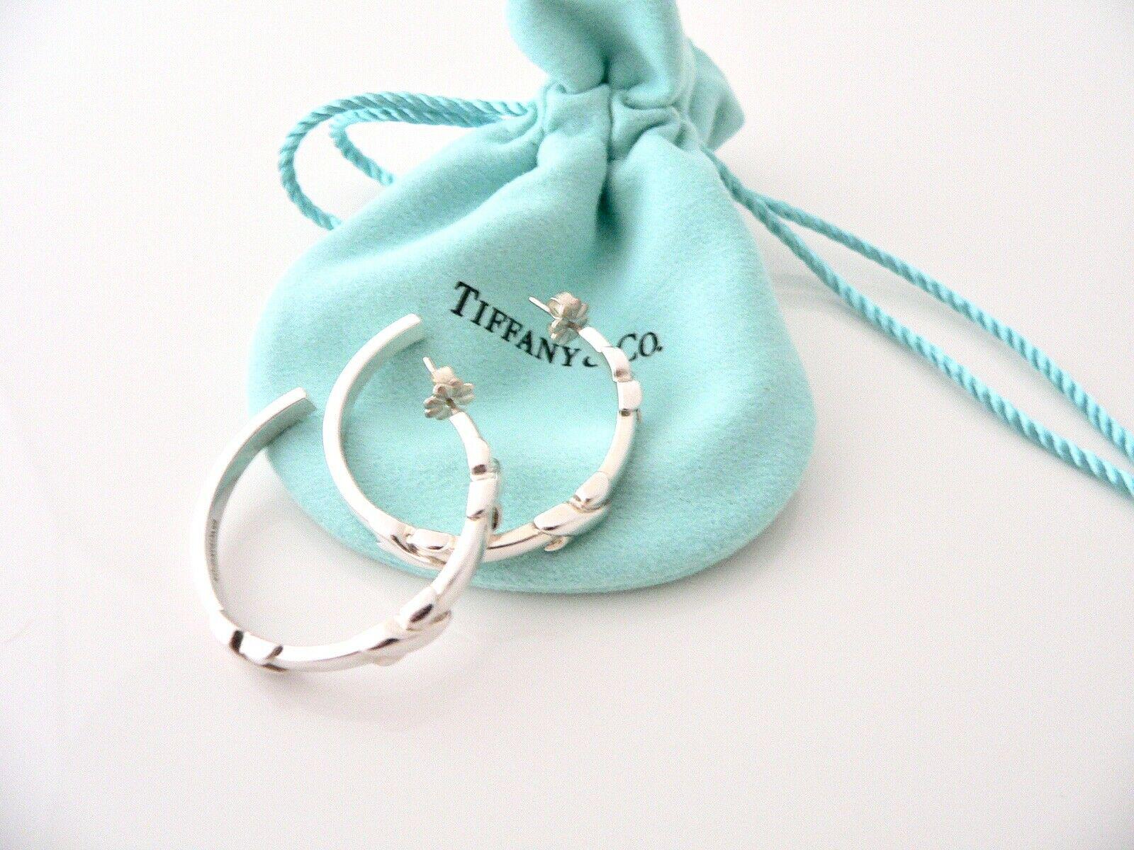 Tiffany & Co. Sterling Silver Small Hoop Earrings with Signature Blue Pouch Tiffany & Co. 925 Silver Funky Geometric Oval Hoops Earrings  main image 4