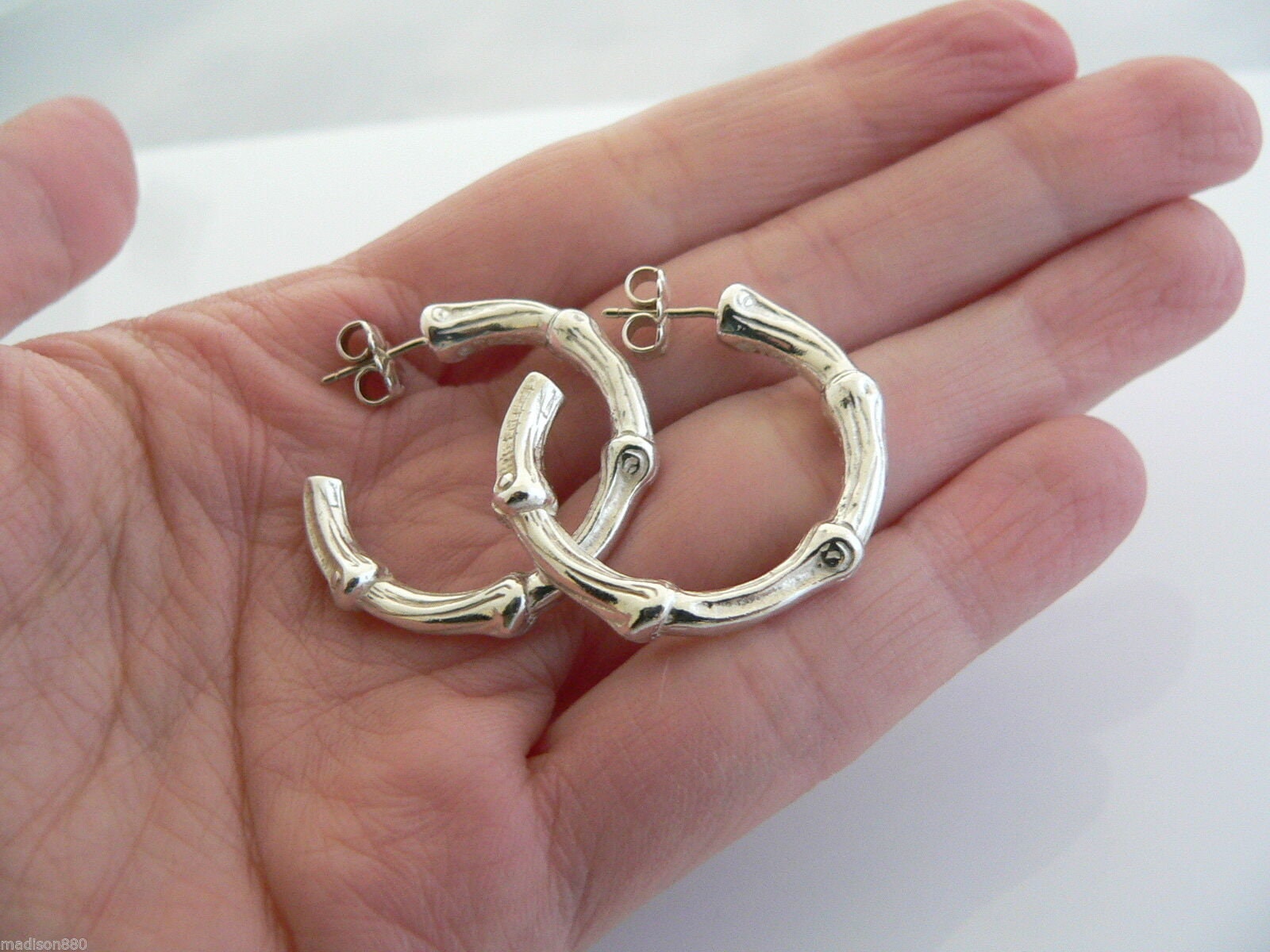 Tiffany & Co Sterling Silver Large Huge Nature Bamboo Earrings
