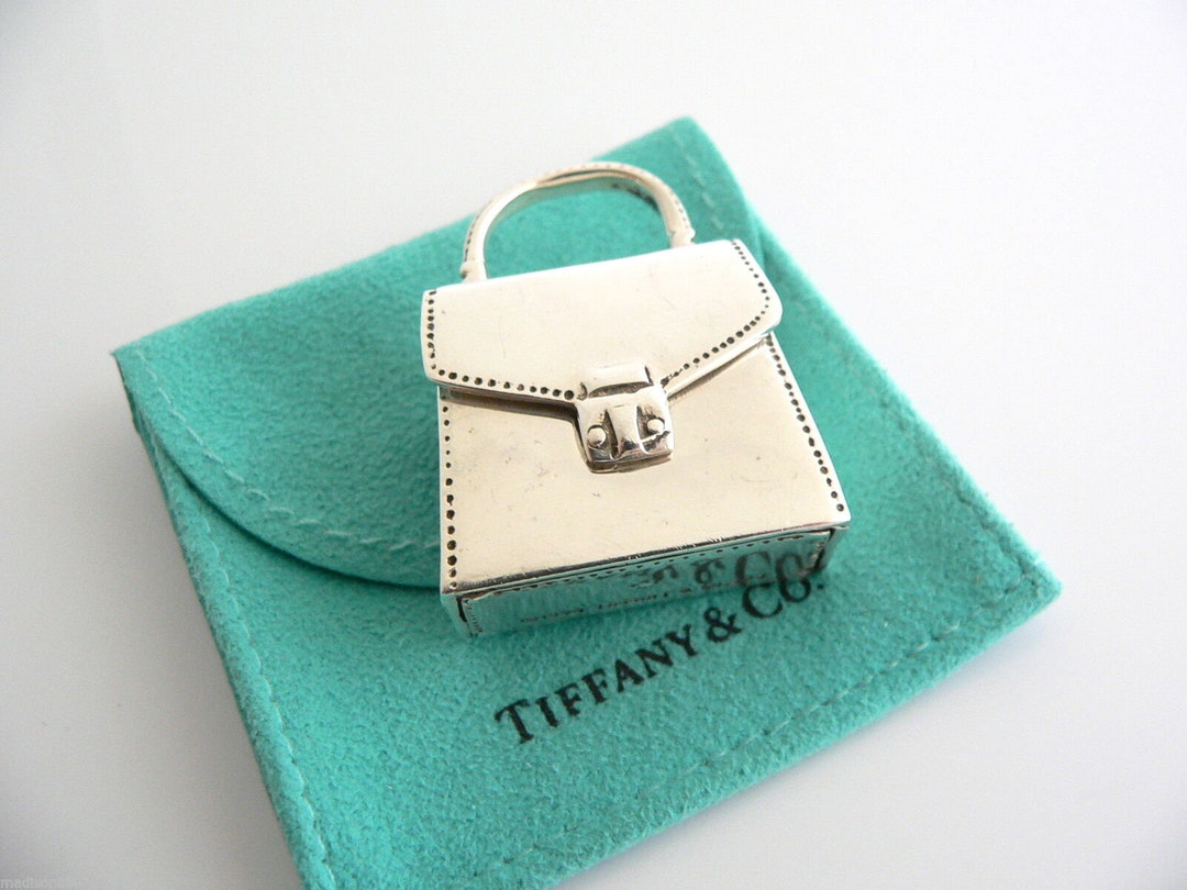 Tiffany & Co Silver Gift Box Pill Box Case Ribbon Bow Signature Pouch