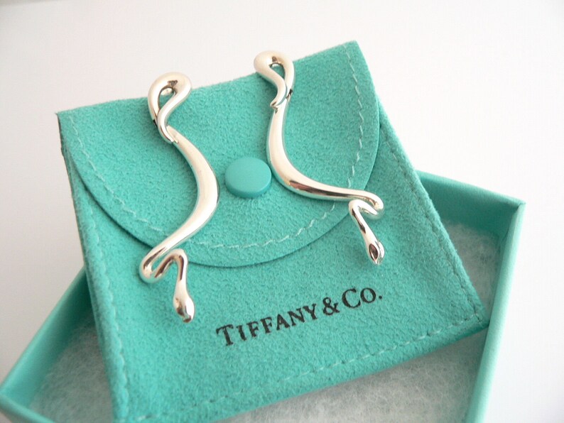 Tiffany and Co Silver Peretti Snake Dangling Dangle Earrings 2 - Etsy
