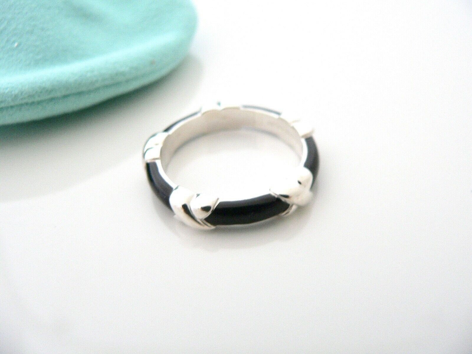 Tiffany Co Black Enamel Signature X Ring Band Size 4.5 OR 5 OR 5.5 Excellent Gift Pouch Love Classic Statement Anniversary Birthday Ring Etsy Canada