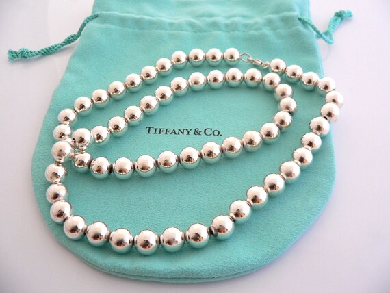 Tiffany And Co Silver 10 Mm Ball Bead Necklace 30… - image 6
