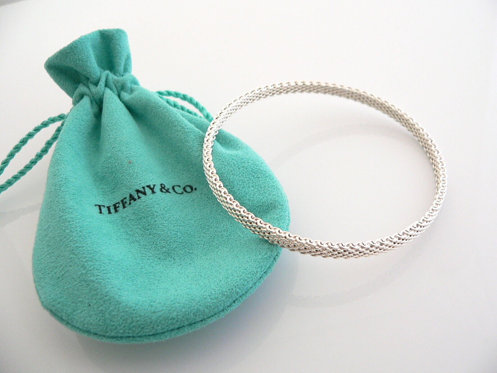 Tiffany and Co Silver Somerset Mesh Narrow Bracelet Bangle Rare