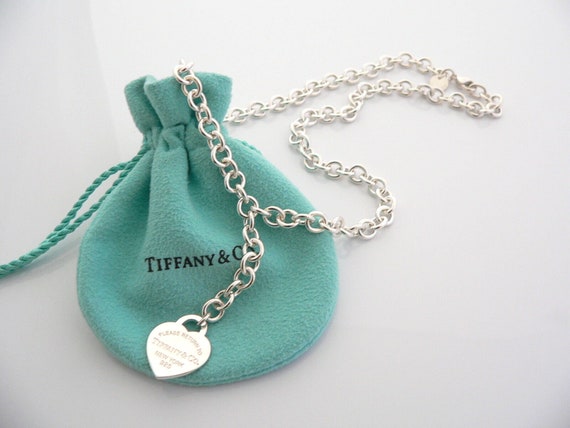 Tiffany Heart Tag Dangle Necklace - Etsy