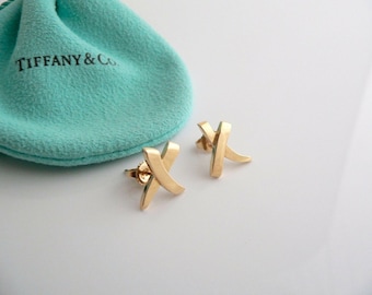 Tiffany & Co 18K Yellow Gold Earrings Love Kiss Earrings Studs Gift Pouch T Co Jewelry Vintage Classic Birthday Christmas Valentines