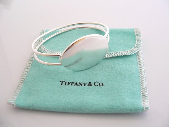 Tiffany Co Silver Oval ID Tag Double Wire Bracelet Bangle Rare