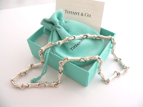 Tiffany & Co Bamboo Necklace Link Pendant Silver Nature 19 Inch