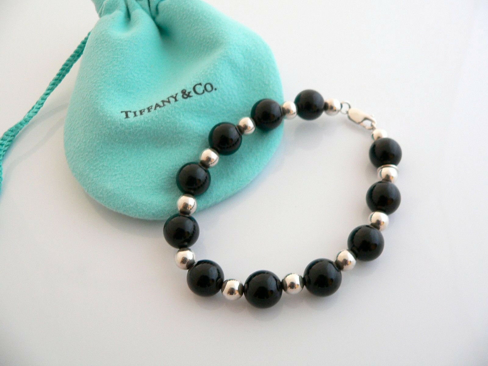 Tiffany and Co Silver Onyx Ball Bead 