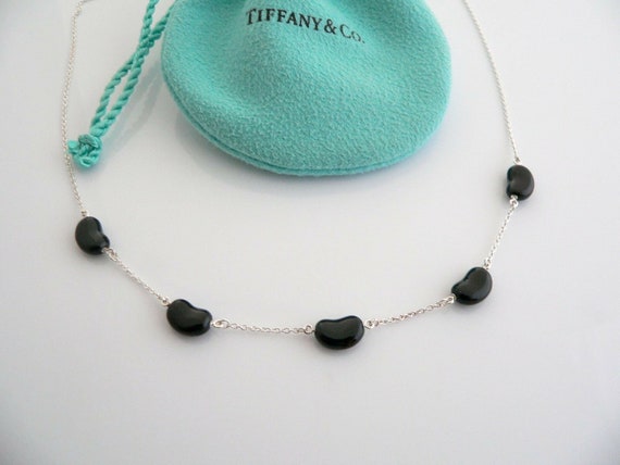 Tiffany And Co Peretti 5 Five Black Jade Bean Nec… - image 4