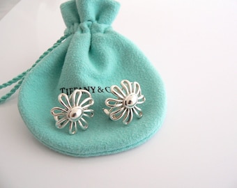 Tiffany And Co Silver Daisy Flower Earrings Picasso Large Studs Gift Pouch Huge Love Omega Backs Jewelry Gift Pouch for Her
