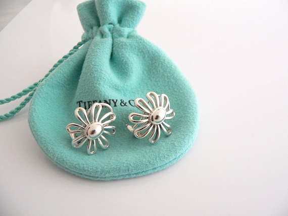 Tiffany and Co Picasso Large Silver Daisy Flower Earrings Studs