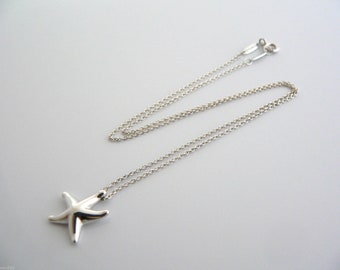 Tiffany & Co Sterling Silver Peretti Starfish Necklace Pendant Charm Chain Ocean Nature Summer 16 OR 16.5 Inches BFF Anniversary Gift