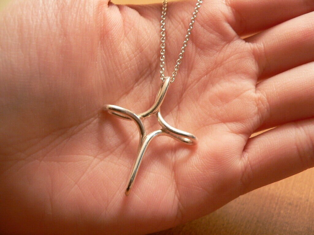 Tiffany and Co Silver Large Infinity Cross Necklace Pendant Charm Chain Gift Love Crucifix Etsy
