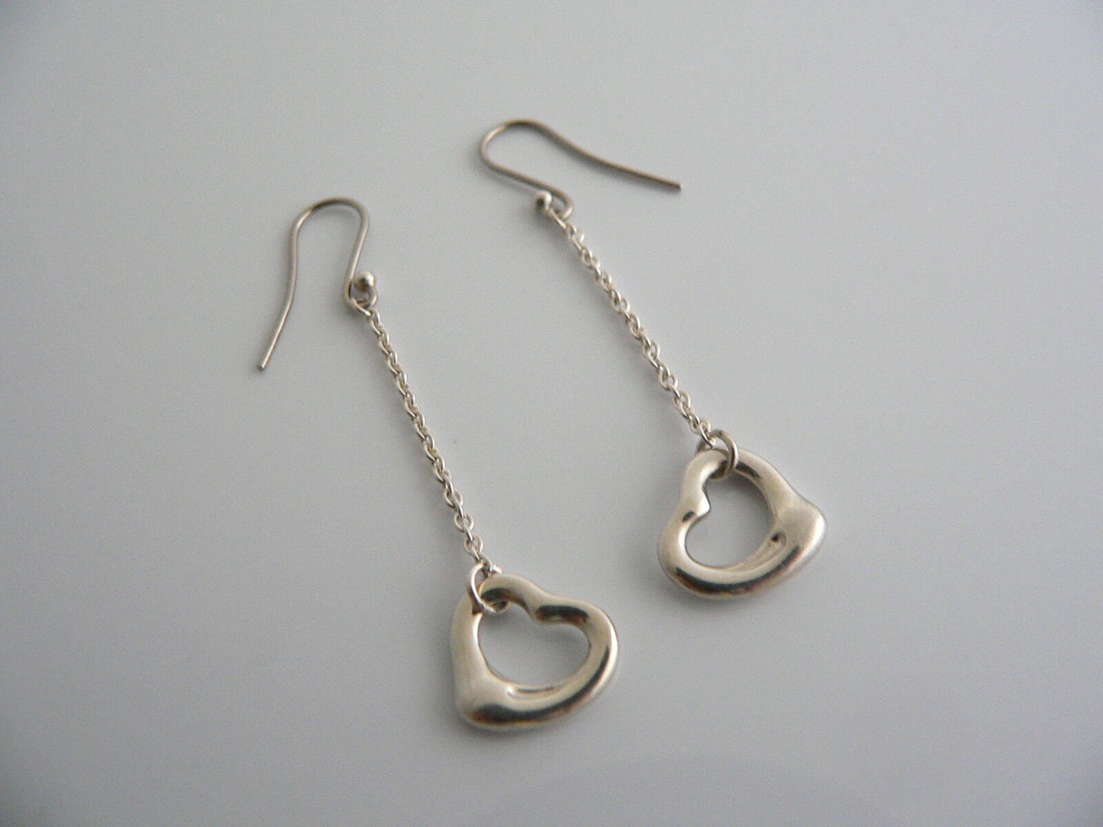 Tiffany Heart Drop Earrings Tiffany And Co Silver Peretti Open 