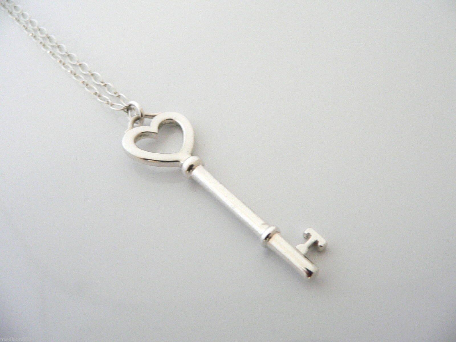 Tiffany Co Sterling Silver Large Heart Key Love Necklace Pendant Charm Oval Link Chain Etsy