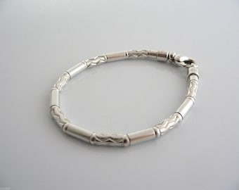 Tiffany & Co Sterling Silver Carved Bead Bracelet Bangle Rare Gift Love Unique Vintage Cool