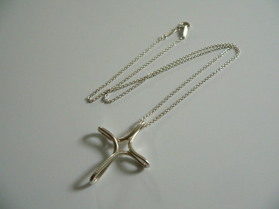 Tiffany and Co Silver Large Infinity Cross Necklace Pendant Charm