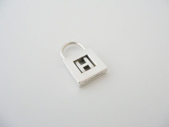 Silver Alphabet H Padlock Pendant Charm 