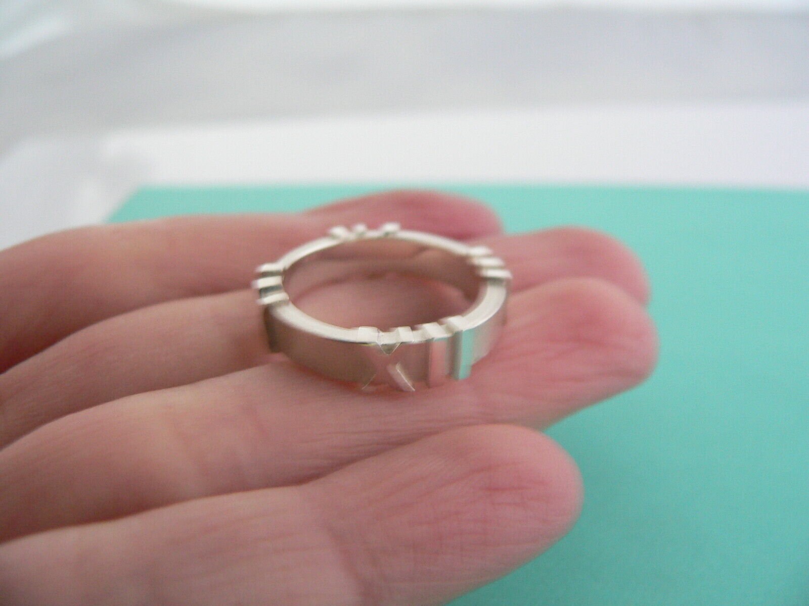Tiffany and Co Silver Atlas Ring Band Sz 6 or 6.5 Etched Gift Love