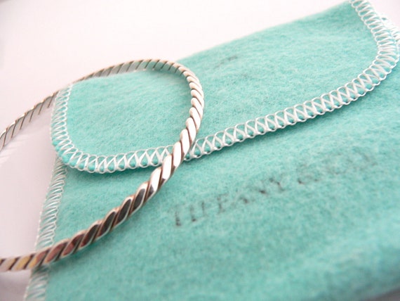 Tiffany & Co Twist Bangle Bracelet Stack Blue Pou… - image 4