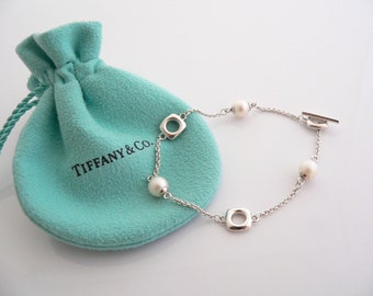 Tiffany And Co Silver Cushion Pearl Pearls Bracelet Bangle Chain Gift Love Pouch Anniversary Birthday Present