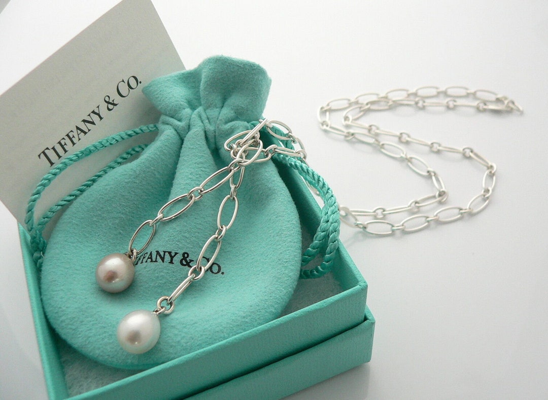 Tiffany And Co Pearl Necklace Tassel Link 25 Inches Silver Pink White Gift Rare Love Birthday Etsy